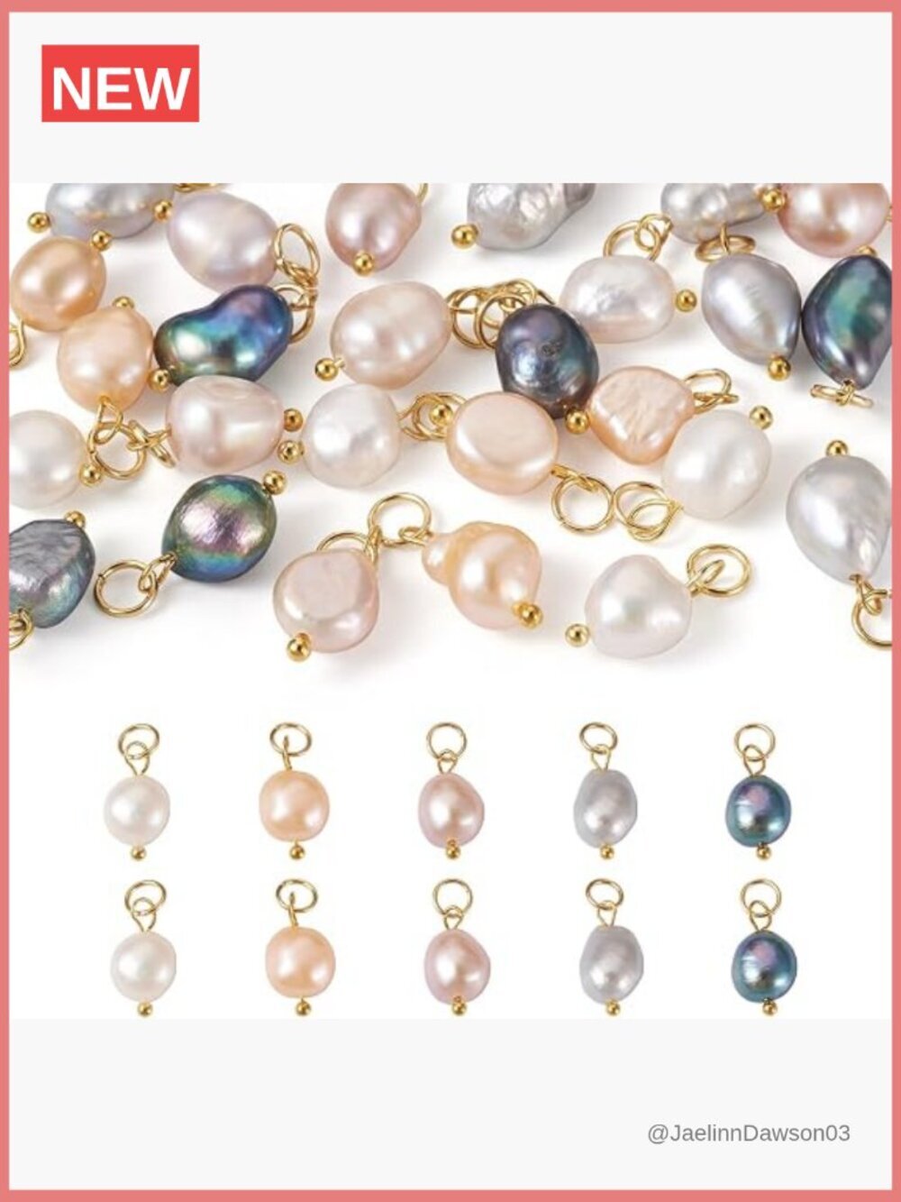 Round Shell Pearl Charms for DIY Jewelry Making 30pc Summer Beach Dangle